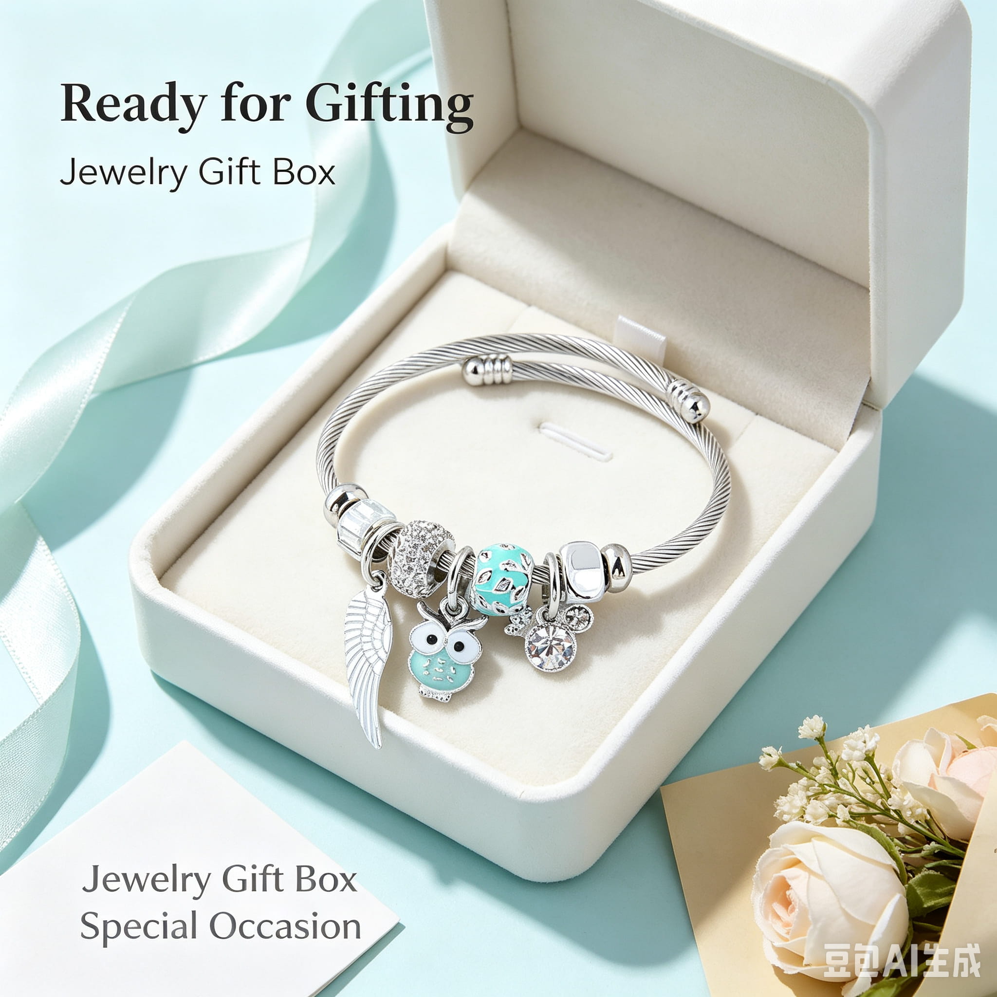 2026 Viral Lucky Owl & Angel Wing Crystal Bangle