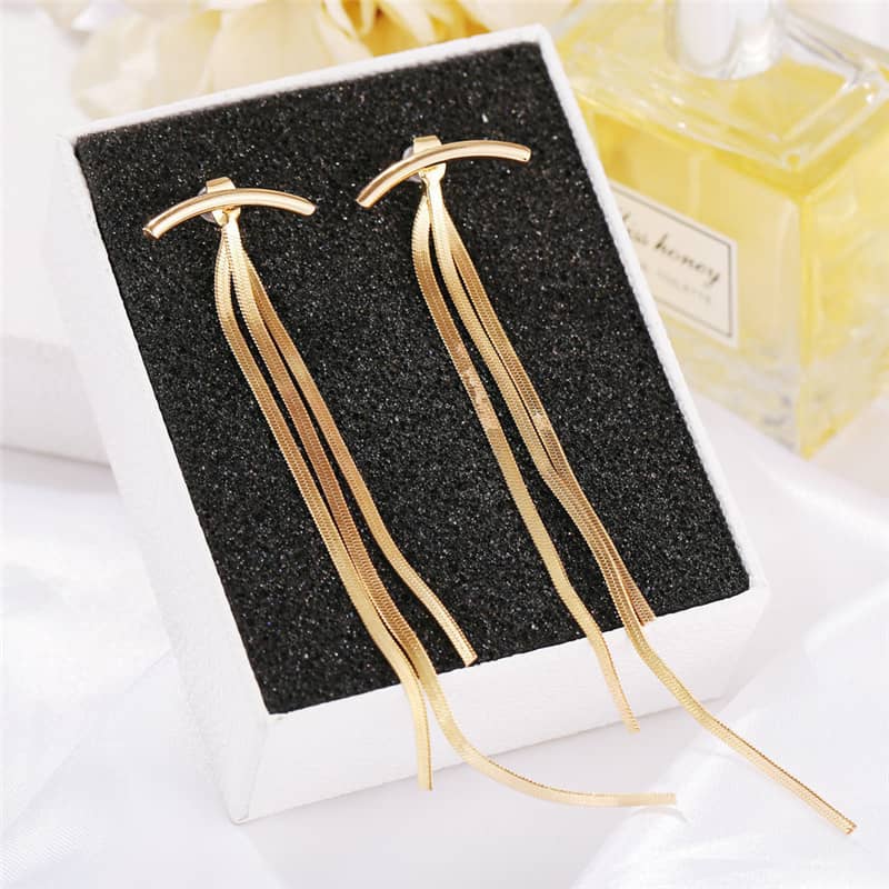 Rhinestone Butterfly Tassel Earrings