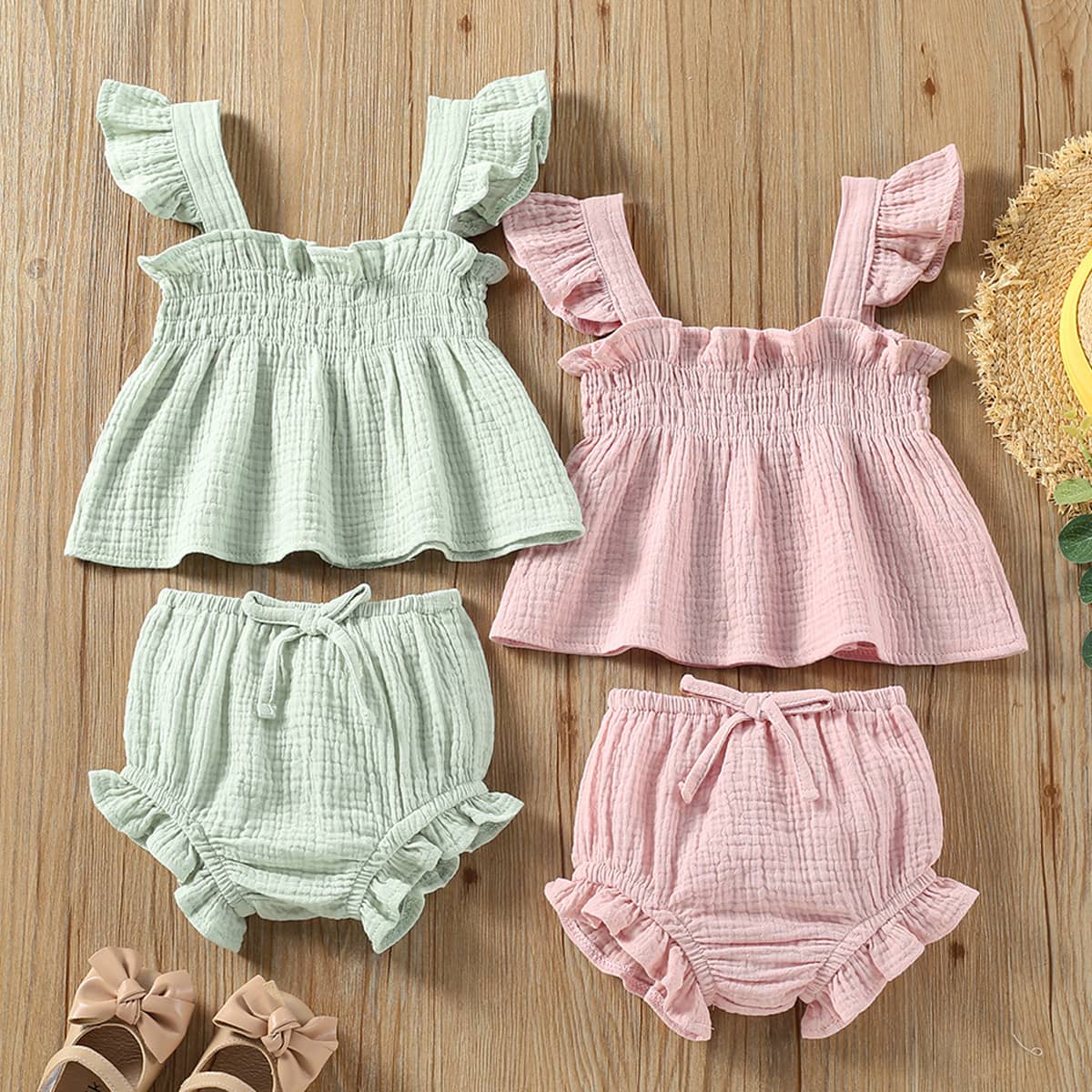 Girls' Cotton Sling Top & Shorts Set