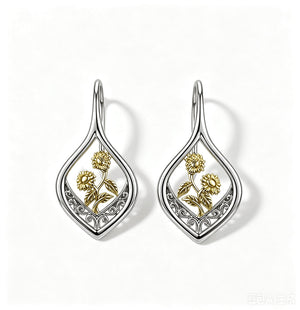 Sunflower Glow filigree Two-Tone Drop Earrings