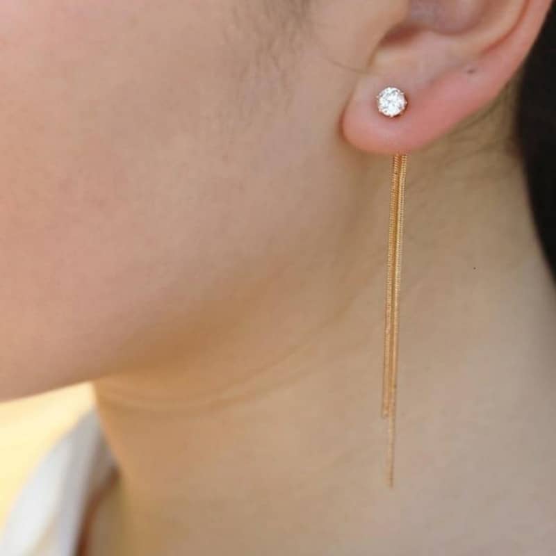 Rhinestone Butterfly Tassel Earrings