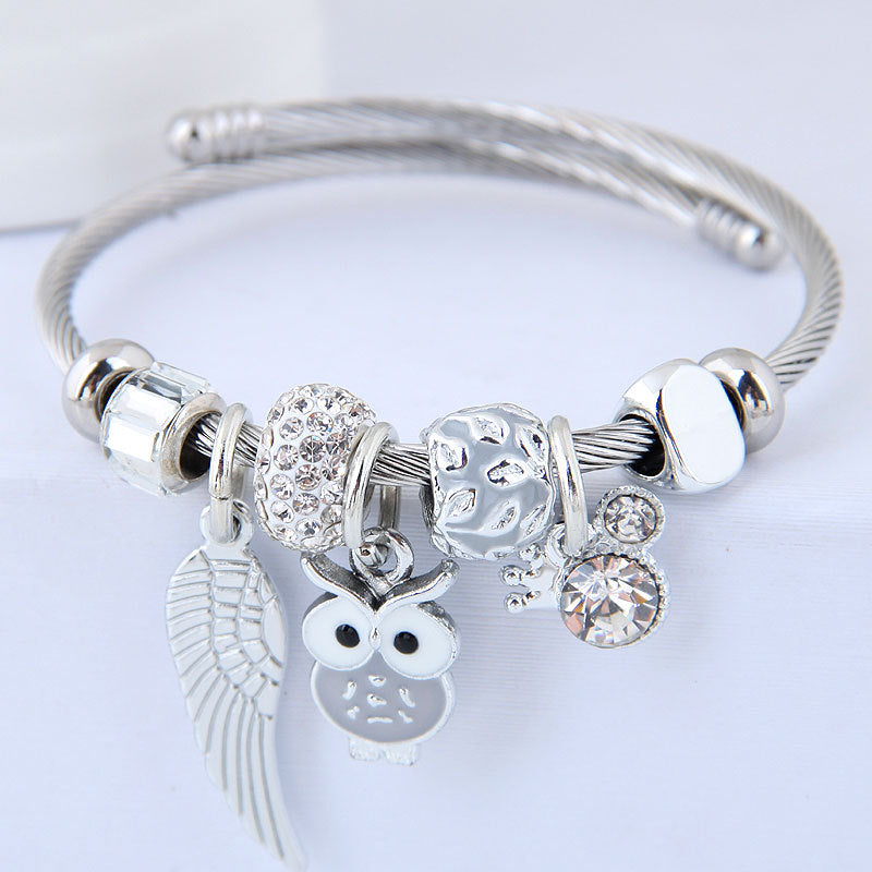 Lucky Owl Crystal Bangle