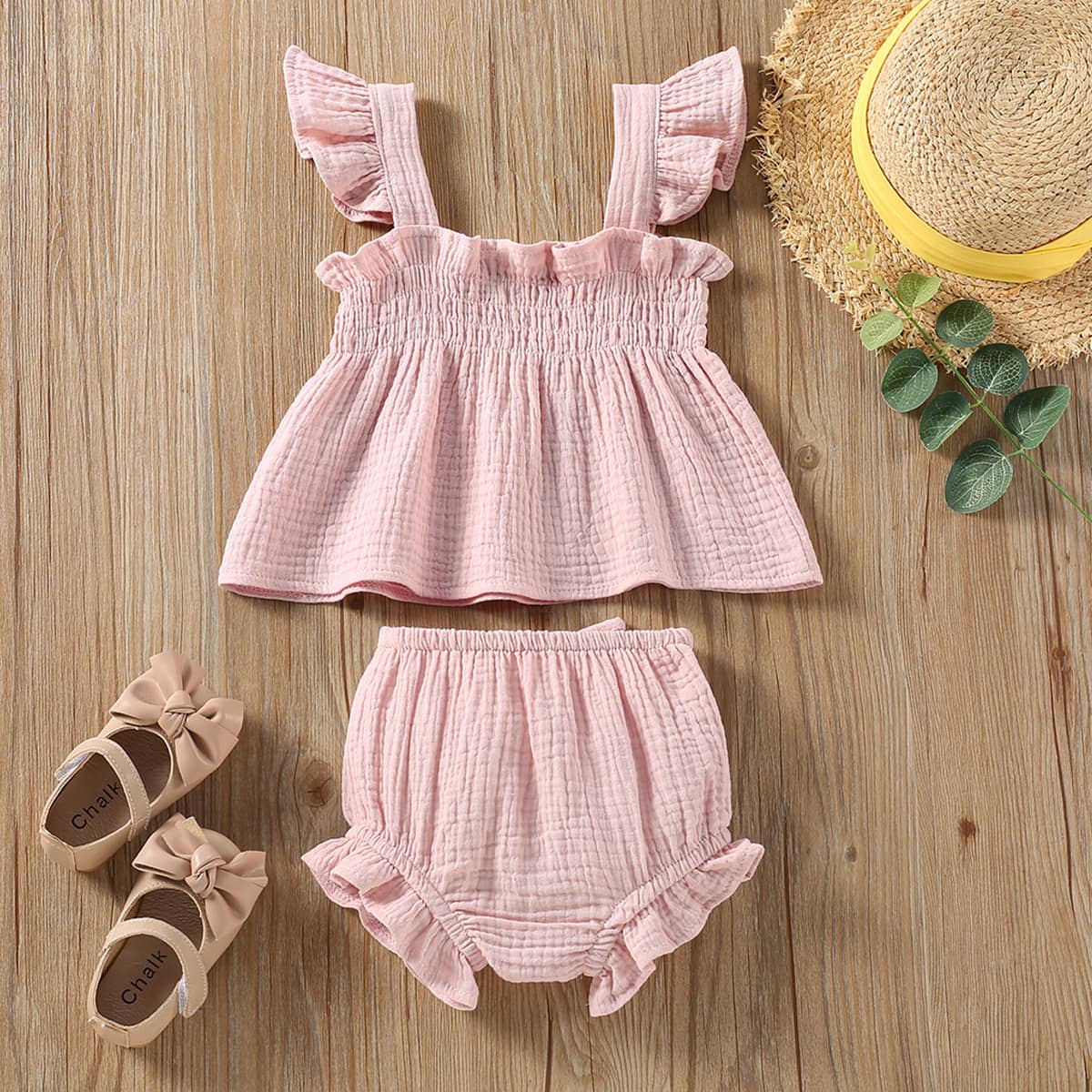 Girls' Cotton Sling Top & Shorts Set
