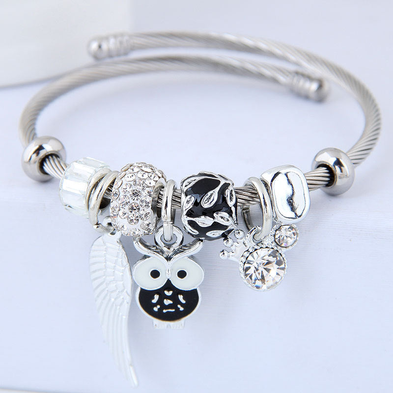 Lucky Owl Crystal Bangle