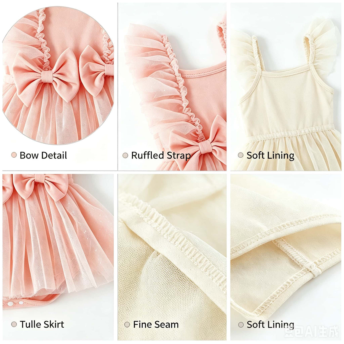 Pastel Bow Tutu Baby Romper