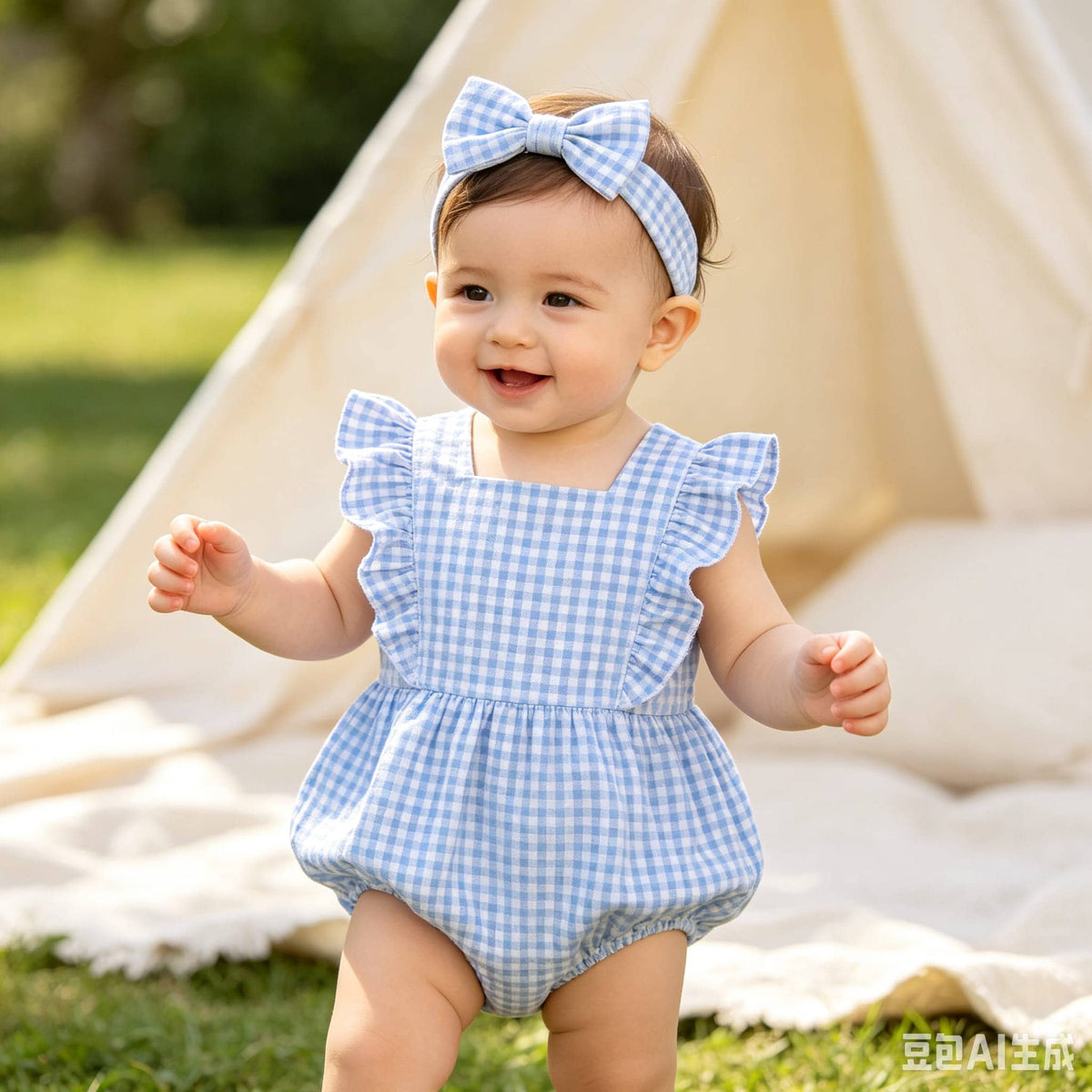 Baby Girl Gingham Bubble Romper