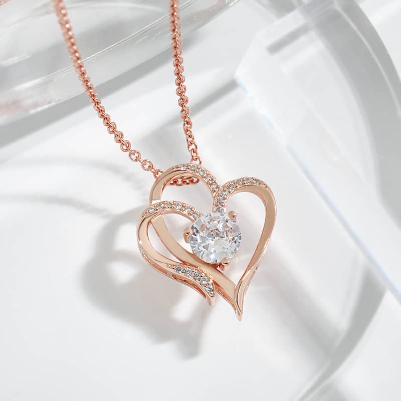 Double Heart Zircon Necklace