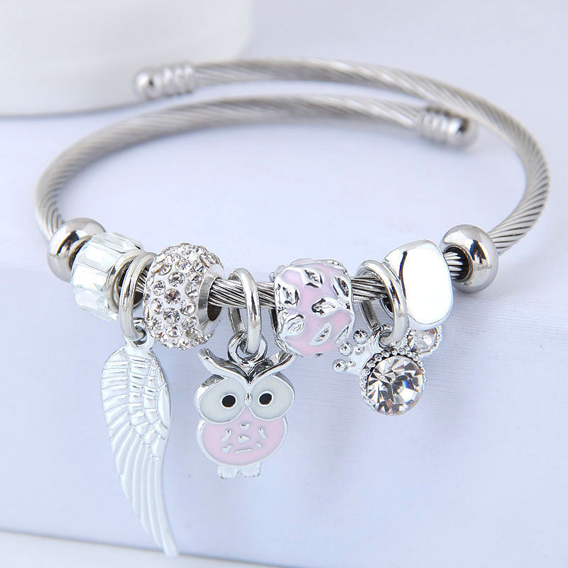 Lucky Owl Crystal Bangle
