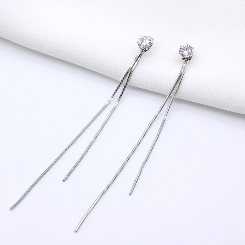 Rhinestone Butterfly Tassel Earrings