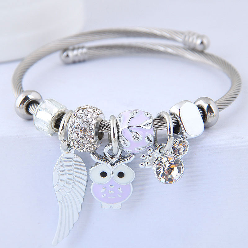 Lucky Owl Crystal Bangle