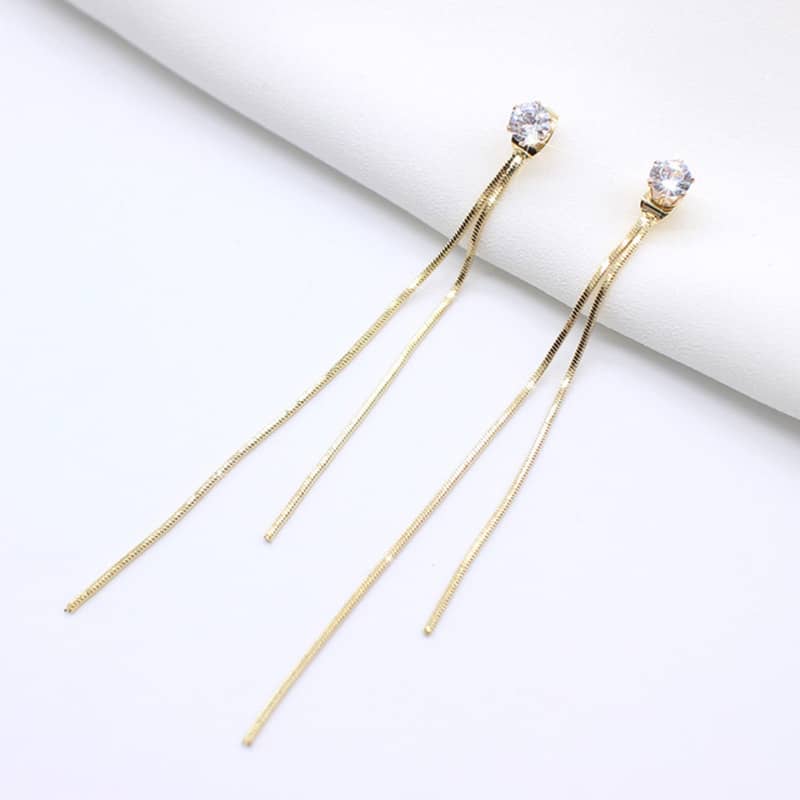 Rhinestone Butterfly Tassel Earrings