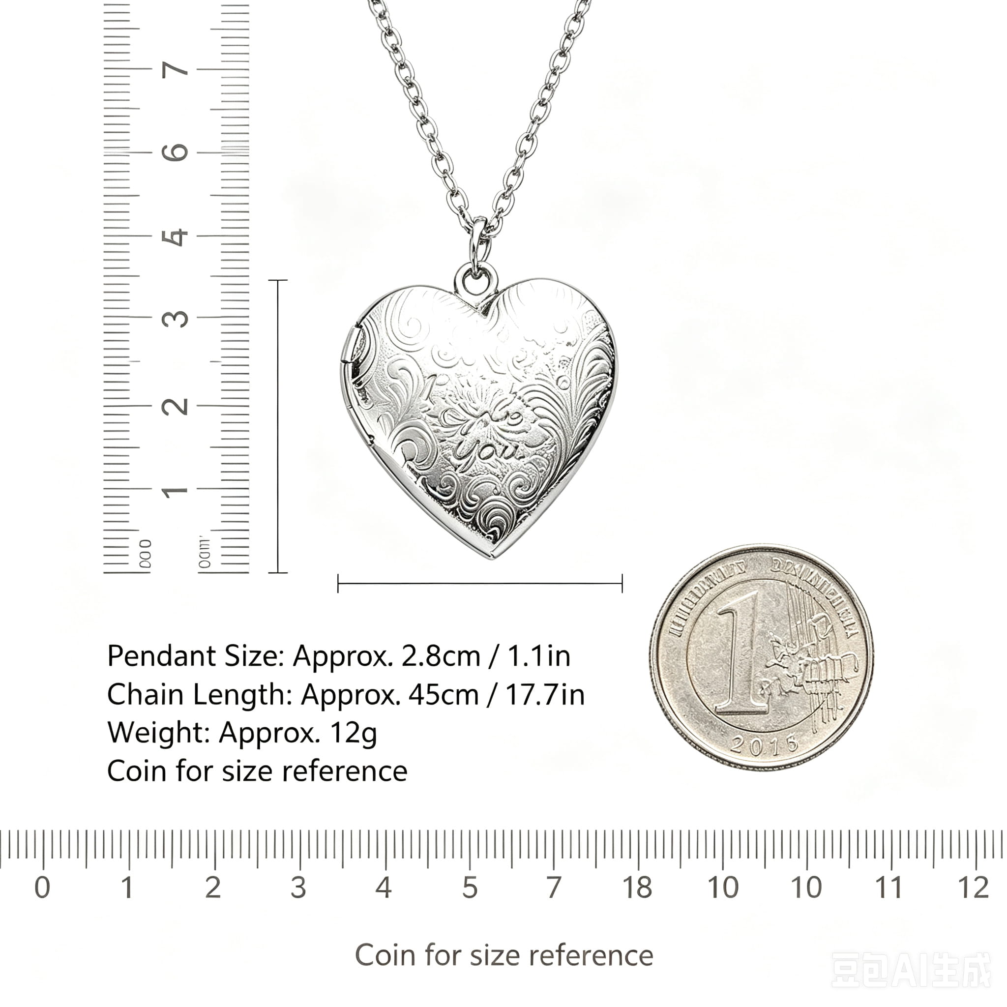 Vintage Engraved Heart Picture Locket Pendant