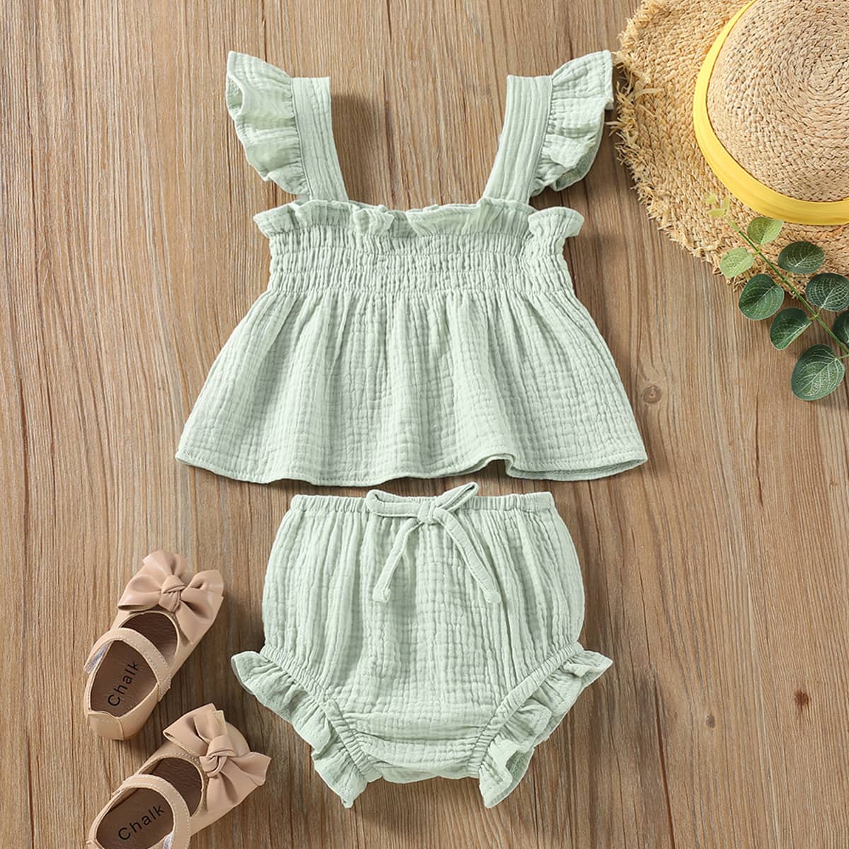 Girls' Cotton Sling Top & Shorts Set