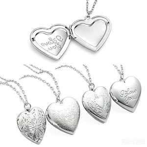 Vintage Engraved Heart Picture Locket Pendant