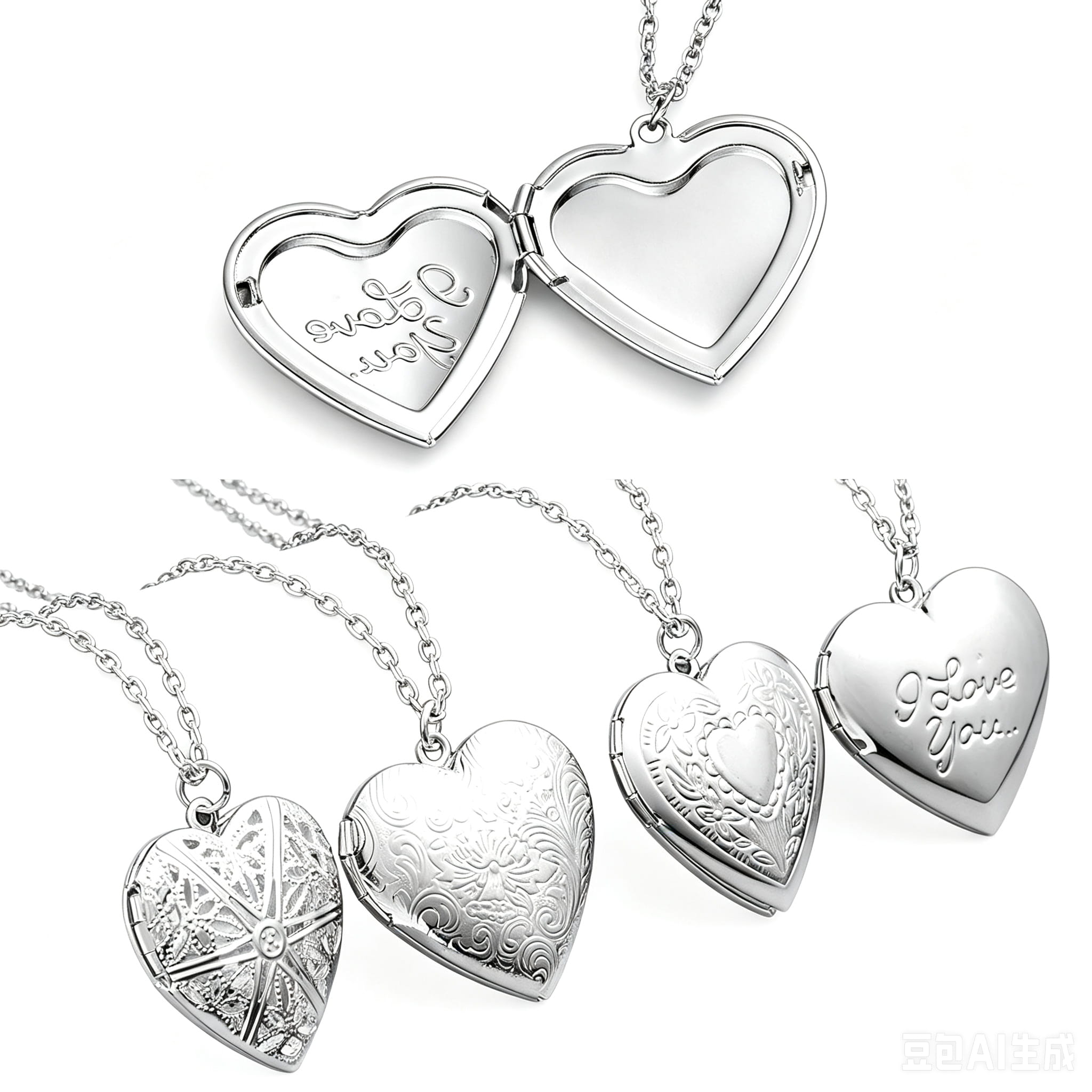 Vintage Engraved Heart Picture Locket Pendant