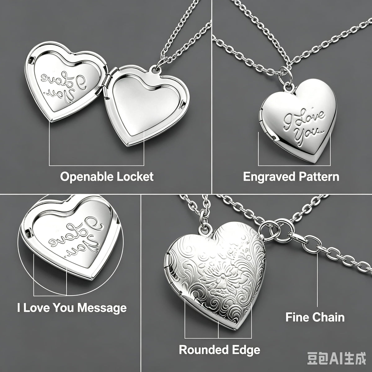 Vintage Engraved Heart Picture Locket Pendant