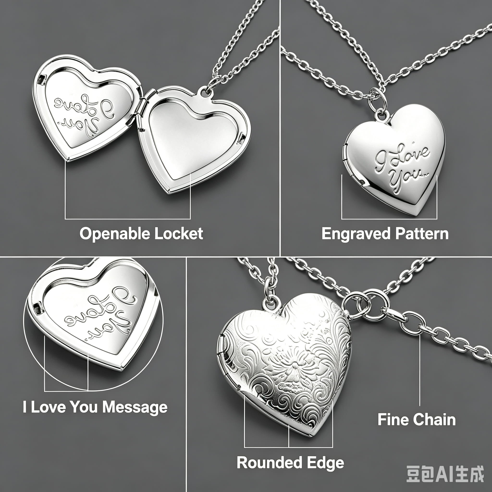 Vintage Engraved Heart Picture Locket Pendant