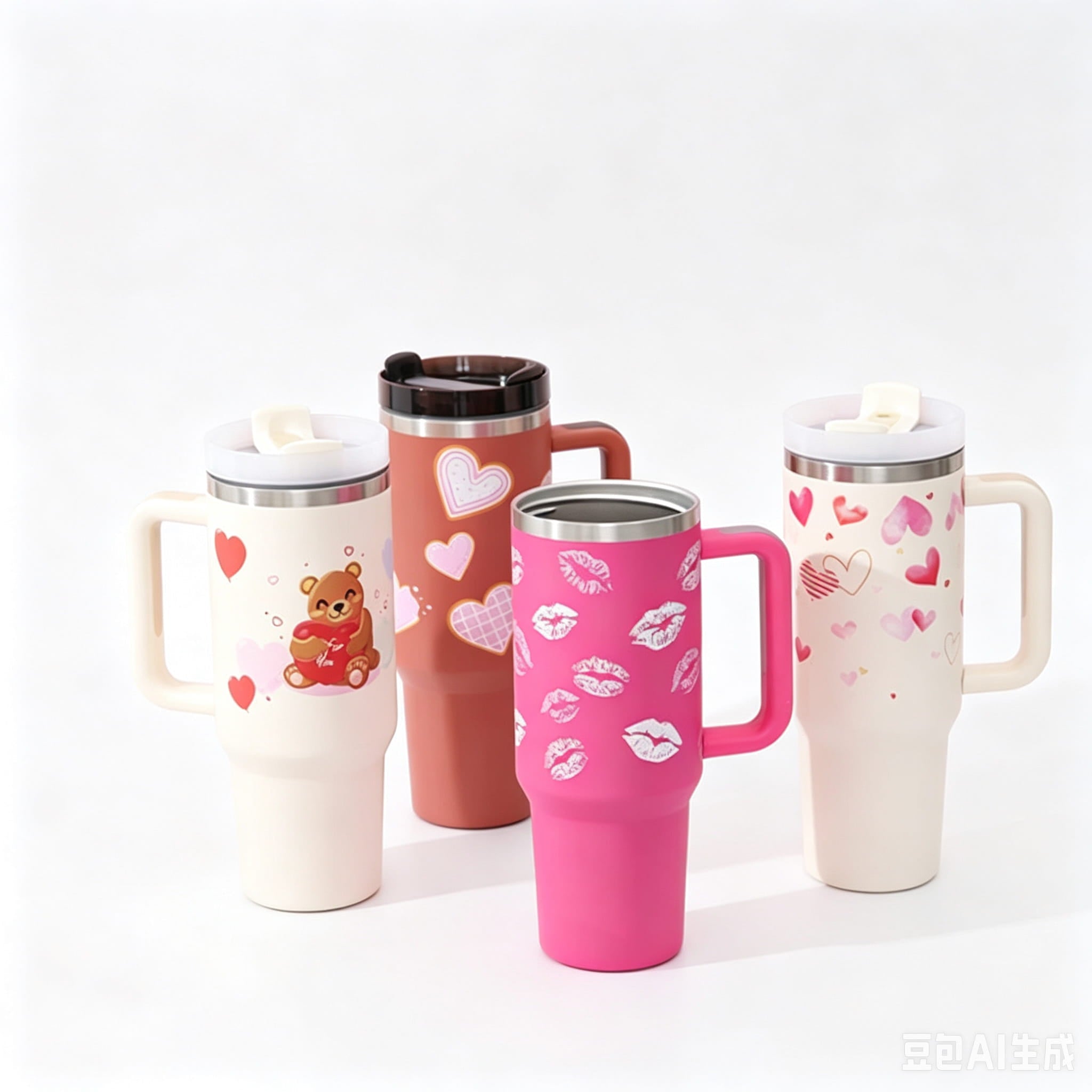 Heart Print Insulated Tumbler 40oz with Handle