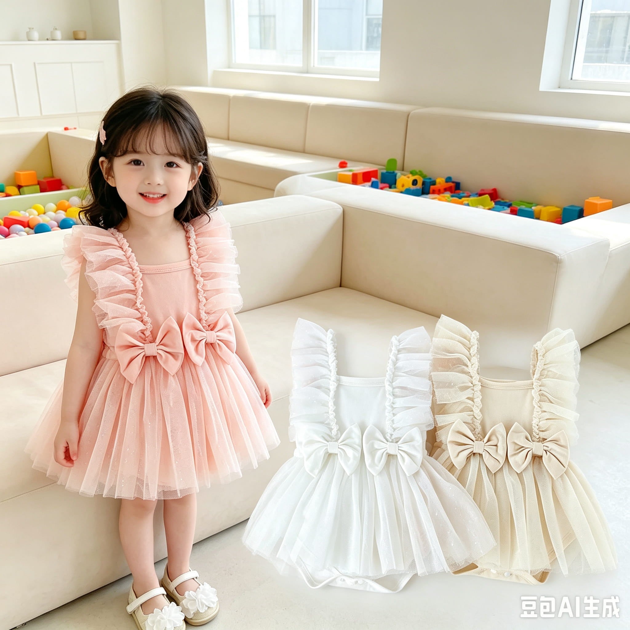 Pastel Bow Tutu Baby Romper