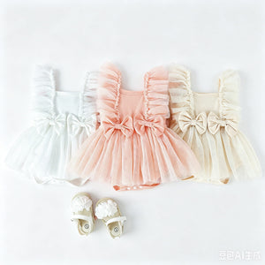 Pastel Bow Tutu Baby Romper