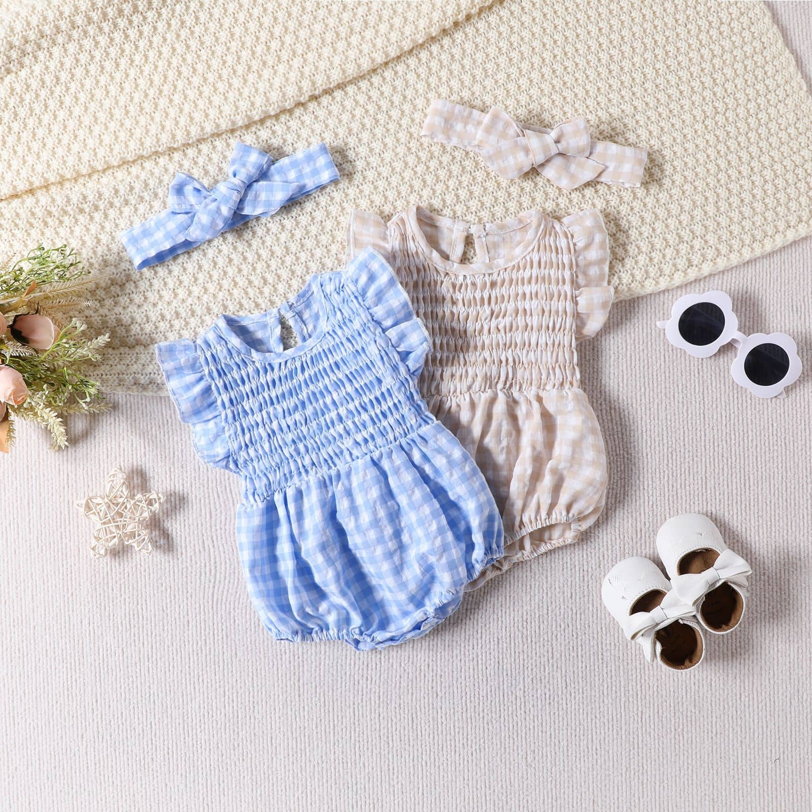 Baby Girl Gingham Bubble Romper